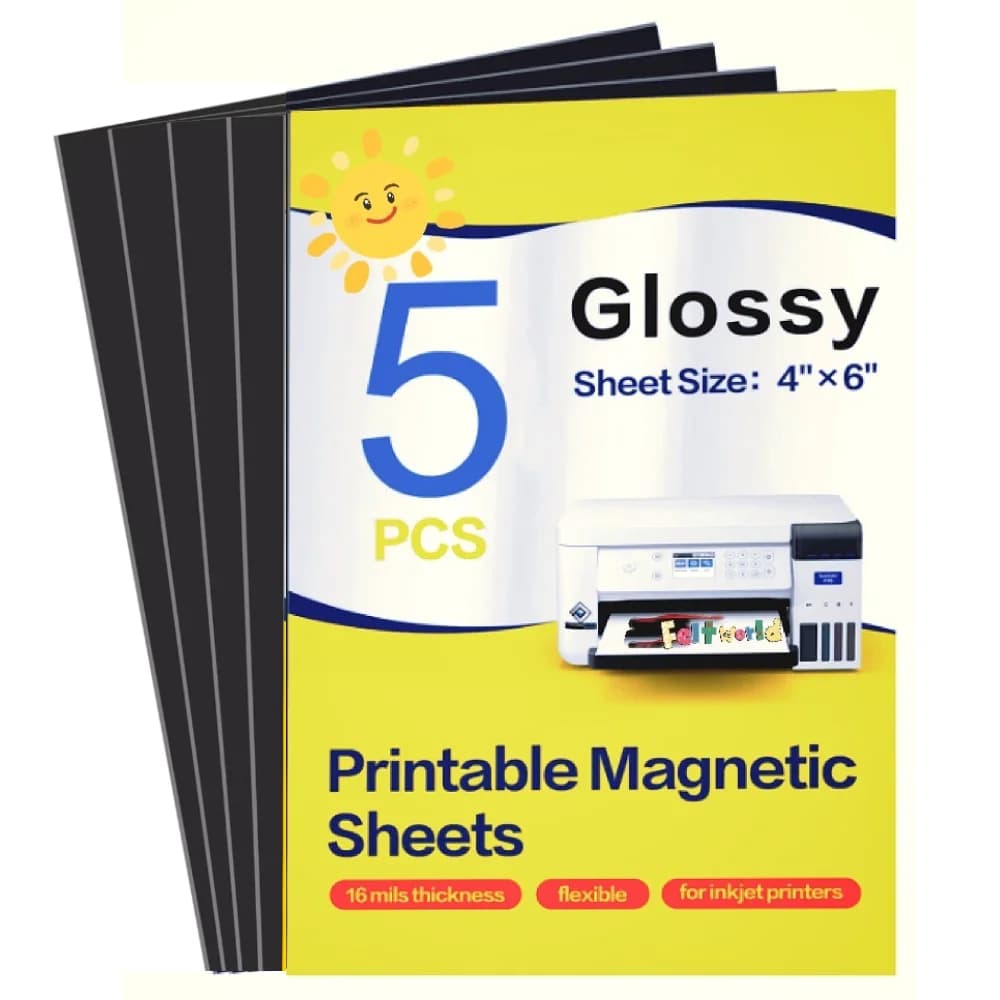 5 Sheets Printable Magnetic Sheets Make Refrigerator Photo Magnet Glossy Print Paper for Inkjet Printers 4 x 6 inch sticker