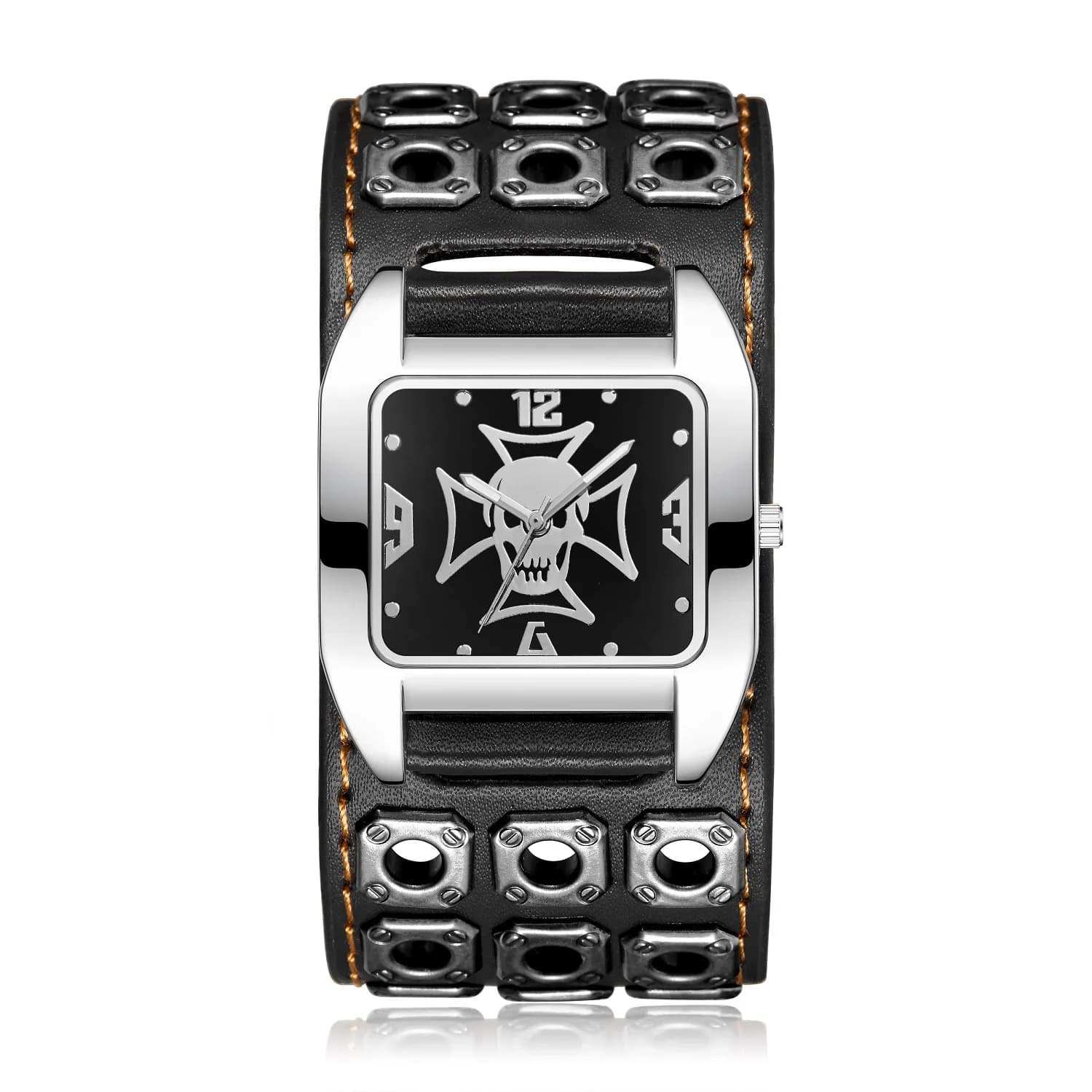 Men Vintage Punk Rock Watch Retro Style Quartz Wristwatch Leather Strap Fashion Casual Trendy Watch for Men
