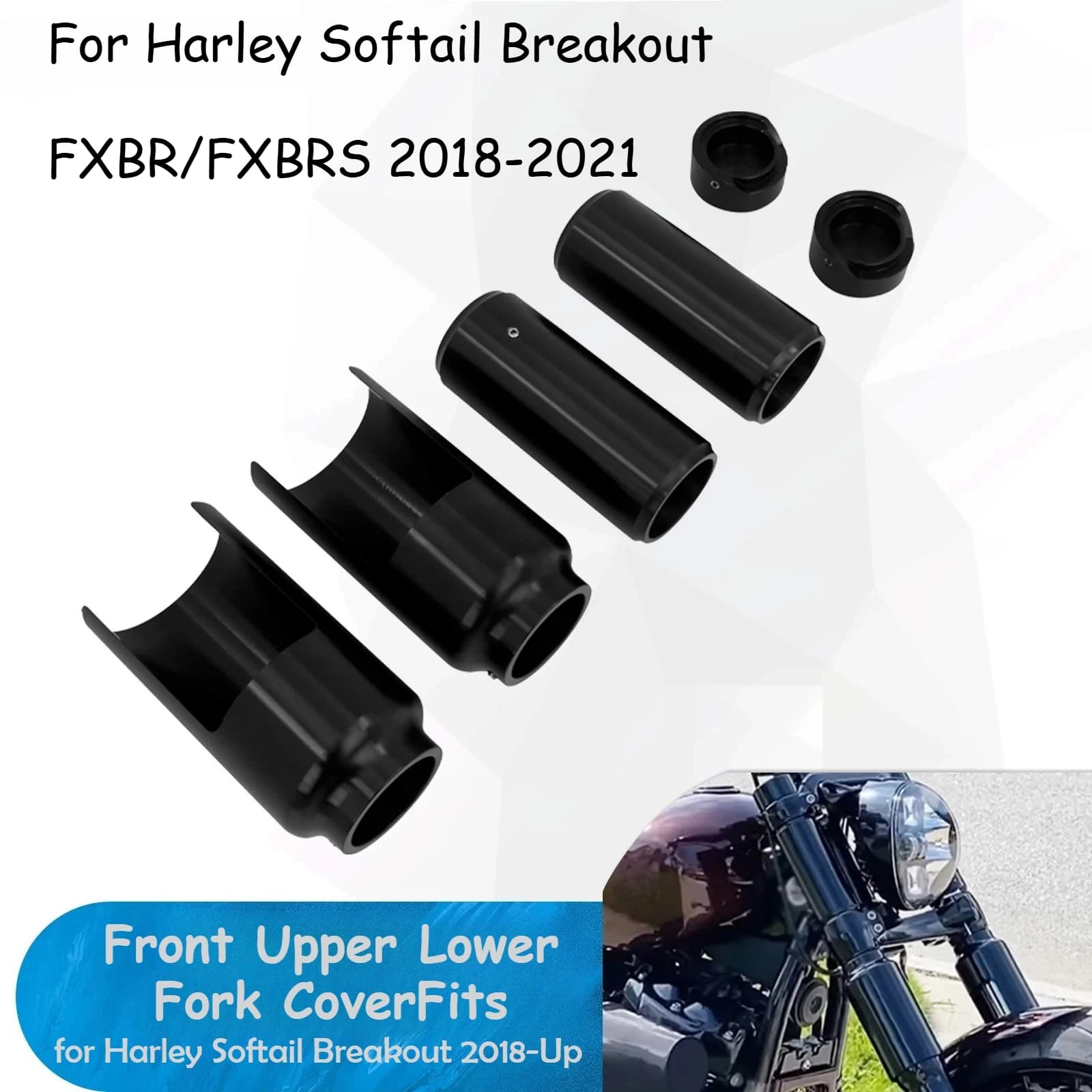 Copertura Forcella Anteriore Superiore e Inferiore per Harley Softail Breakout FXBR FXBRS 2018-2021, Copri Tubo Ammortizzatore in Alluminio