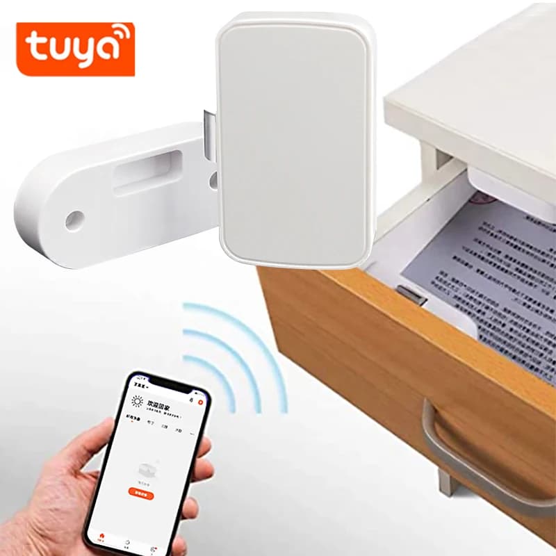 Serratura per Cassetto Tuya Bluetooth, Lucchetto Intelligente per la Sicurezza Domestica - Protezione Wireless Senza Chiave con App per la Privacy dell'Armadietto