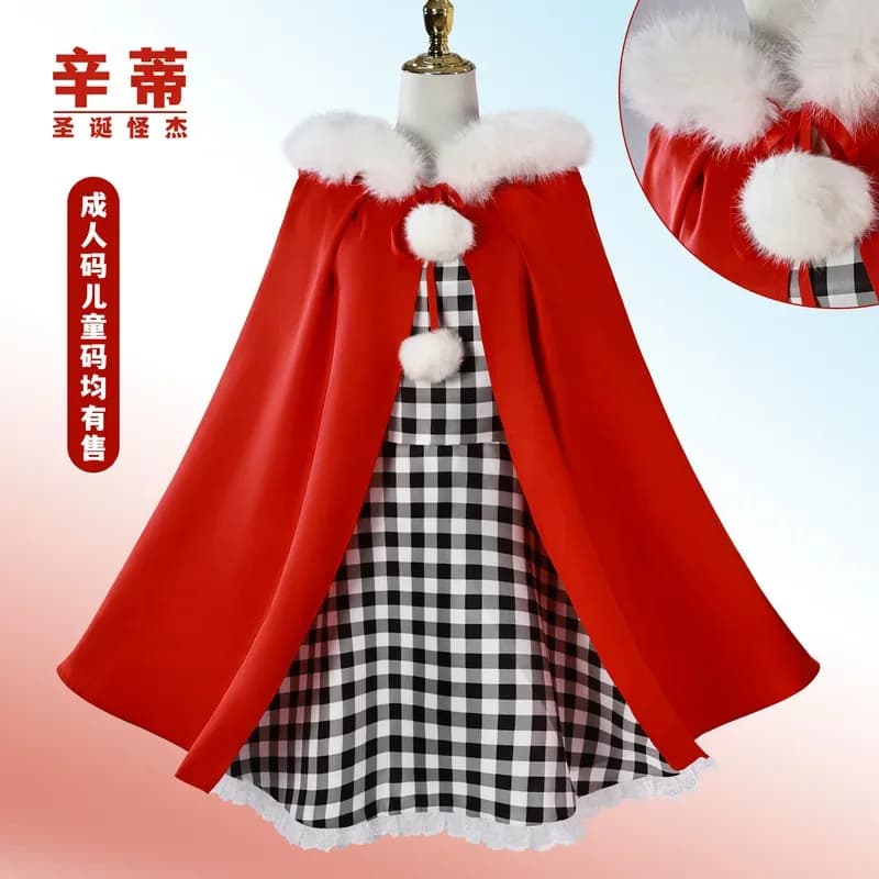 Anime Lou Costume Cosplay Cindy Abito scozzese Mantello rosso Vestito Donna Bambini Vestito da festa di Halloween Natale Capodanno Gifta;2,c'4,h.