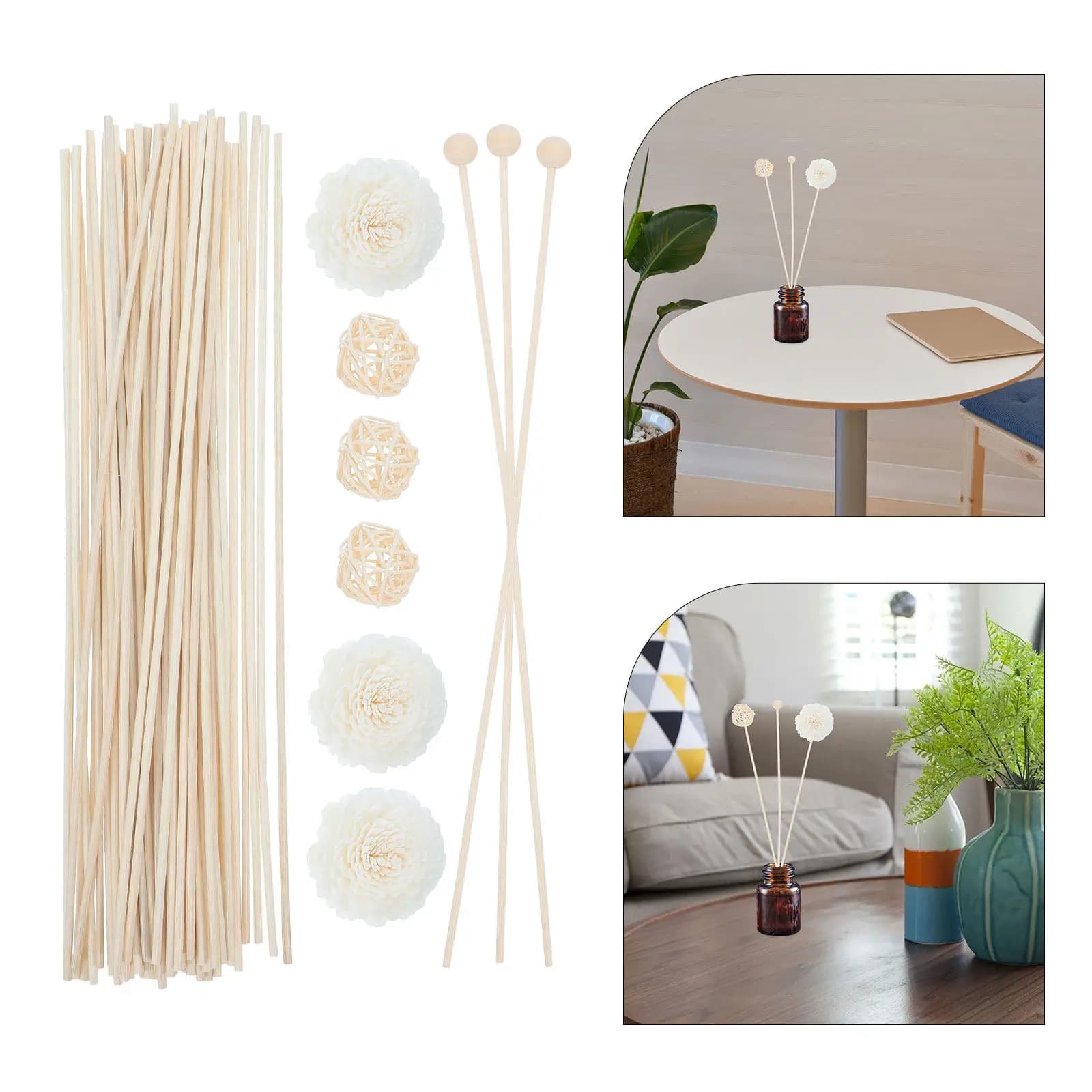 1Set Wood Stick Scent Diffuser Natural Reed Flower Aromatherapy Diffuser Sticks for Home Office Bedroom Decorative Essential Oil