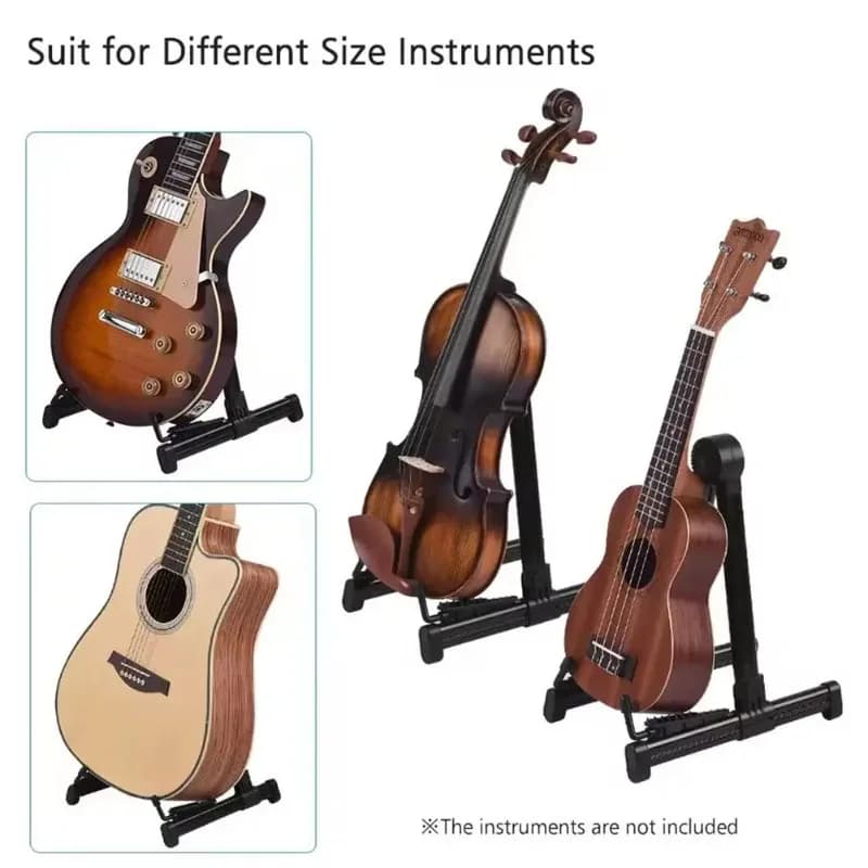 Supporto per Chitarra Pieghevole Universale in ABS per Chitarra Acustica, Classica, Elettrica, Basso, Banjo, Ukulele, Portatile e Comodo