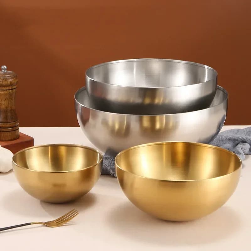 Fruit salad bowls in stainless steel thick 15 cm/20 cm/25 cm Rice soup Noodle Ramen Bowl for mixing Food container Cookware