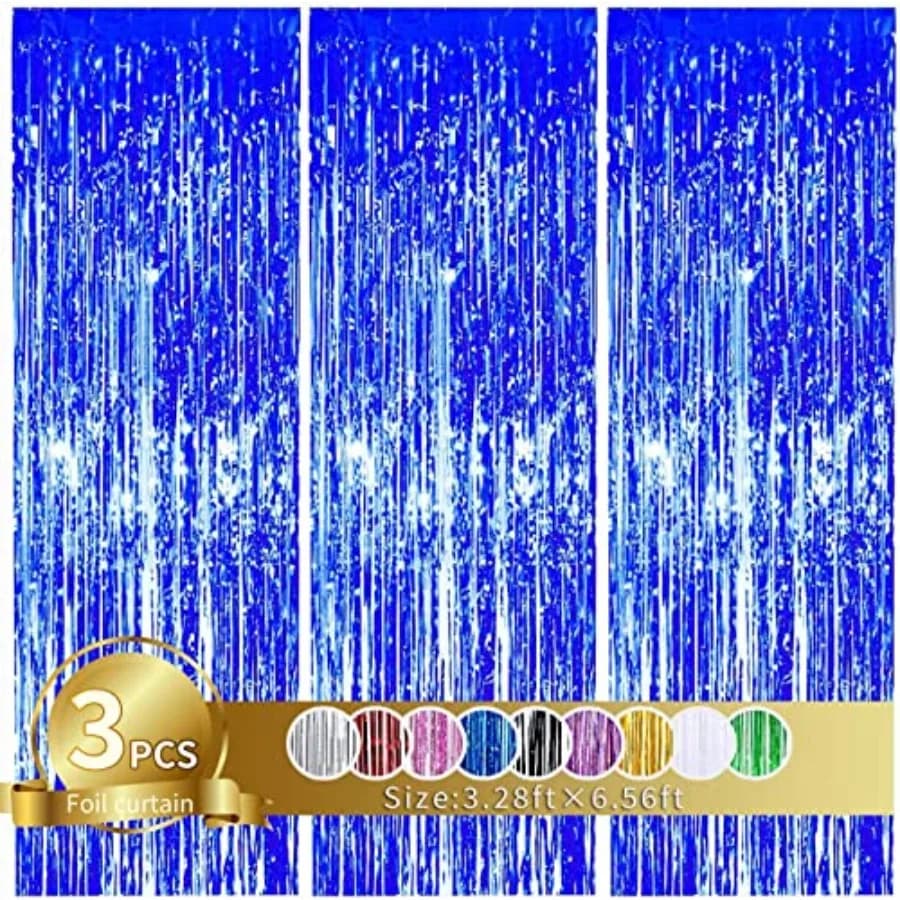 3 Pcs Tinsel Foil Fringe Curtains, 3.28ft x 6.56ft Photo Booth Backdrop Streamer Curtain, Photo Booth Props, Ideal Bachelorette
