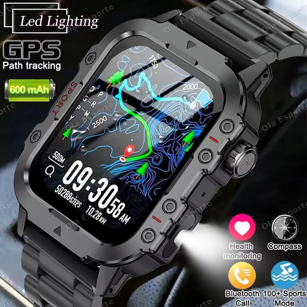 Nuovo Smartwatch Militare 2026 per Uomo, 3ATM, Tracker Fitness per Sport all'Aperto, Monitoraggio Pressione Sanguigna e Salute, Chiamate BT, GPS, Modello HW12