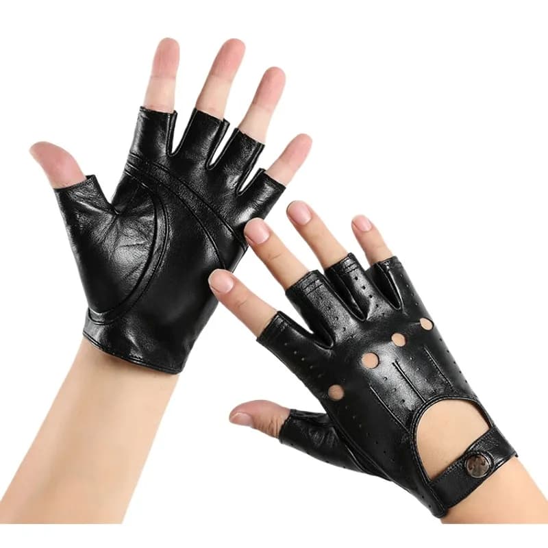 Men's Genuine Leather Gloves With Half Fin Leather Gloves Outdoor Cycling Gloves Motorcycle Gloves Gymnastic Gloves without fingers