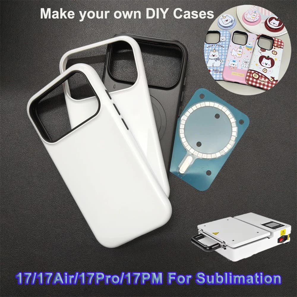 Custodia magnetica per sublimazione 3D 2 in 1 da 10 pezzi per iPhone 17 16 15 14 13Pro Max Stampa a trasferimento termico Magnete Robusta cover posteriore