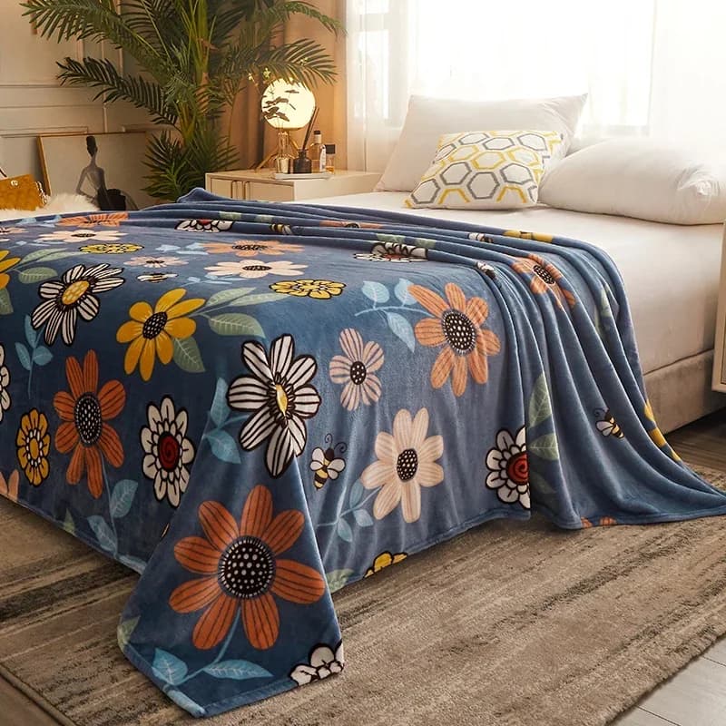 Coperta a fiori per divano Coperta sottile stampata reattiva per letti Coperta di flanella in pile di corallo singolo/queen/king Plaid morbidi e caldi
