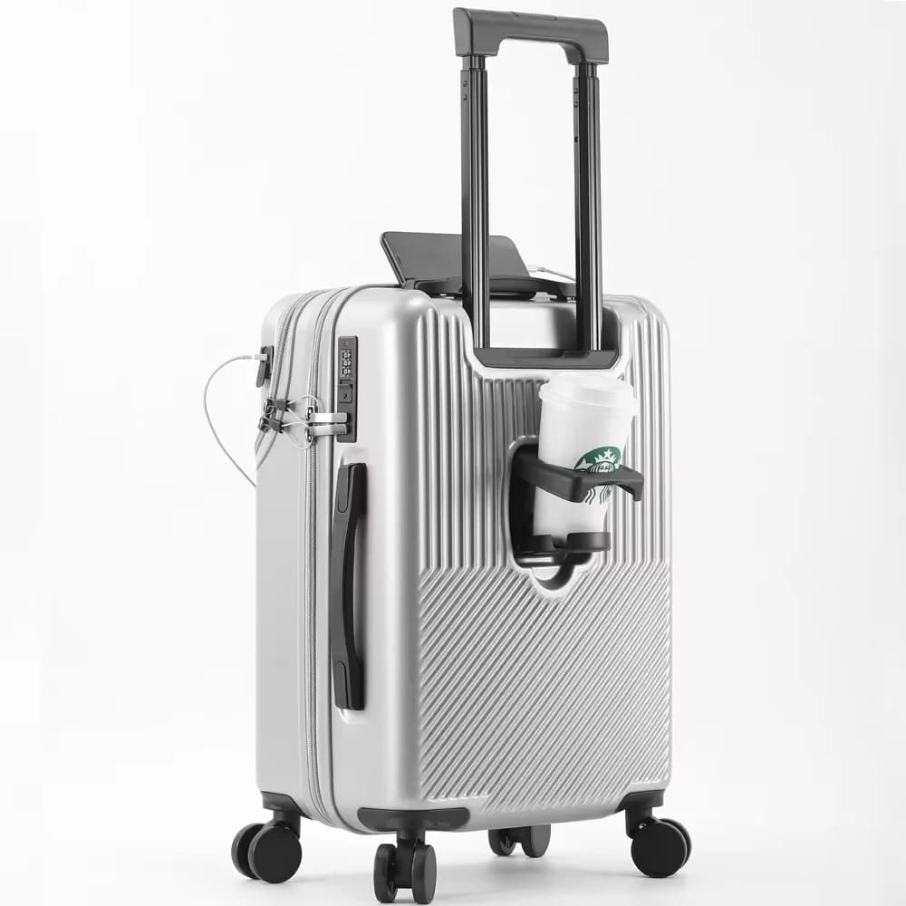 BunnyFly 20-inch Lightweight Carry-on Business Suitcase with Cup Holder Stylish Compact Luggage for Travel