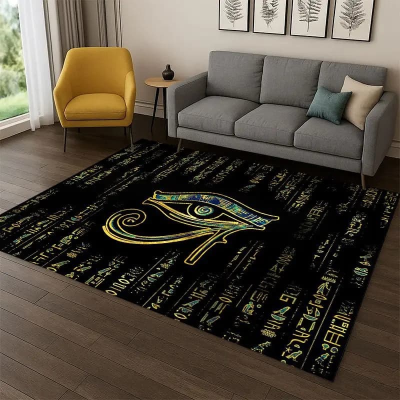 Egyptian Mythological mural pictograph Carpet Rug for Bedroom Living Room Sofa Playroom Doormat Home Decor,Kid Area Rug Non-slip