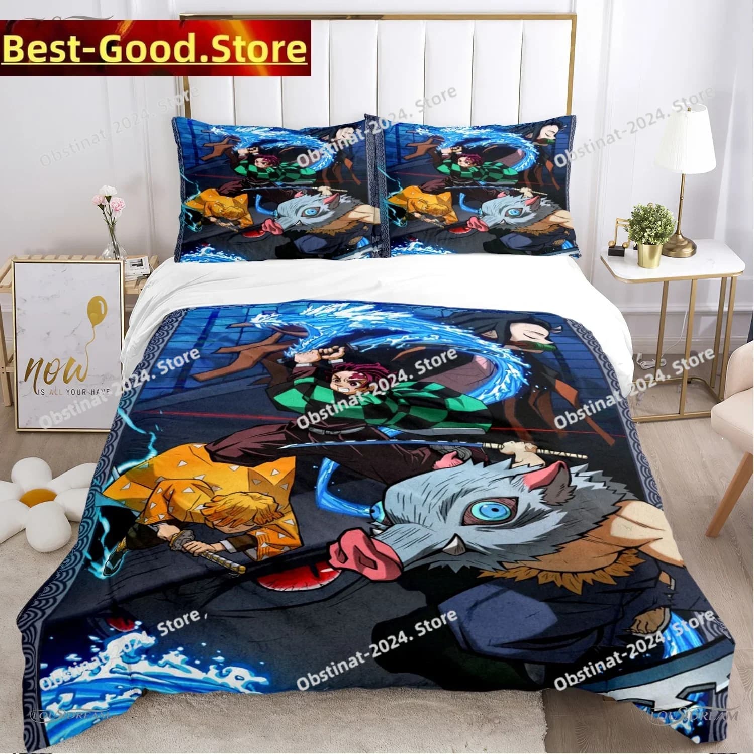 Cartoon D-Demon-Sla Anime Set di biancheria da letto per tutte le stagioni Stampato singolo Piumino Copripiumino Federa Set da 3 pezzi Bambini Taglia adulto