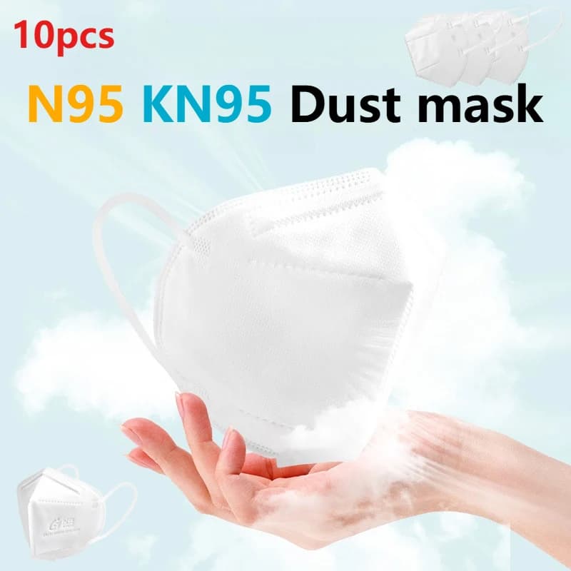 10 pezzi N95 Maschera KN95 Respiratore Maschera antipolvere Maschera protettiva monouso traspirante Sicurezza sanitaria Maschera protettiva KN95