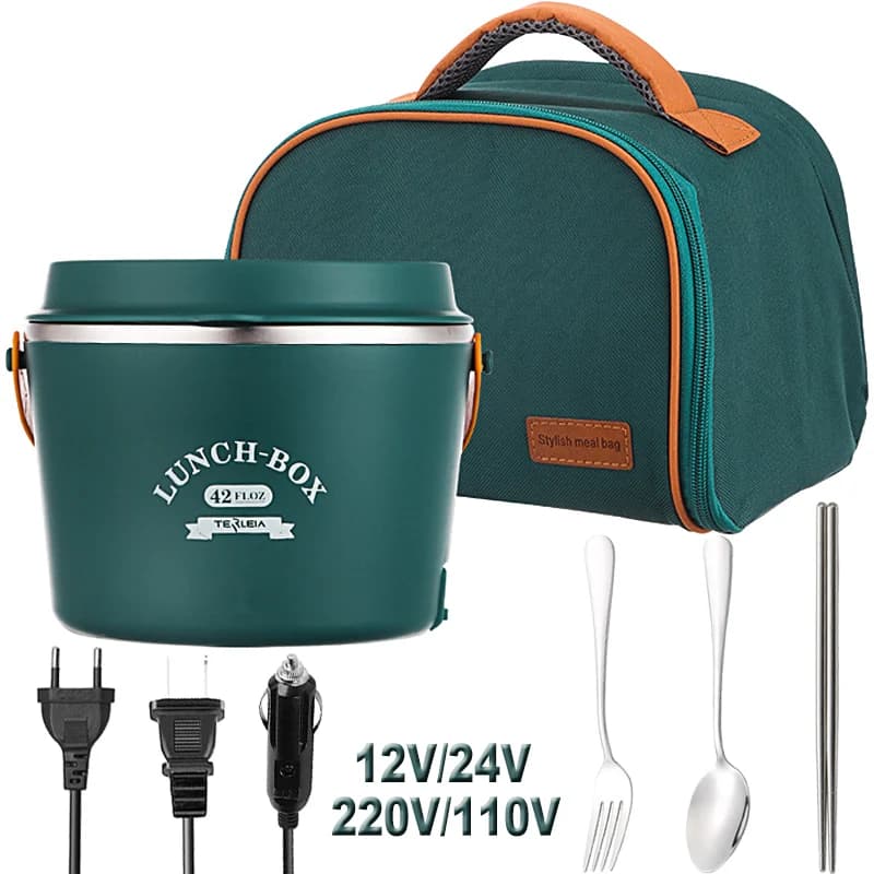 Ufficio scolastico Auto Picnic Riscaldamento elettrico Lunch Box Contenitore scaldavivande per adulti portatile in acciaio inossidabile 220V 110V 24V 12V 1.2L
