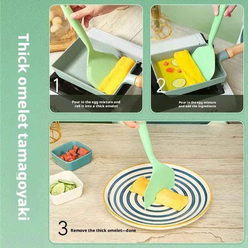 Silicone Heat Resistant Spatula Household Non-stick Frying Pan Sushi Steak Fish Pancake Baking Scoop Kitchen Tool