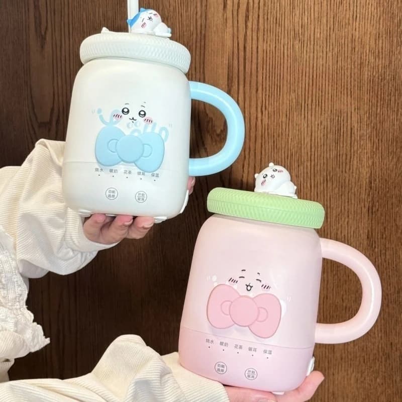 Chiikawa Usagi Kawaii Anime Cartoon Electric Cup Health Care Household Use Hot Water Kettle Make Tea Water Cup Thermos Cup Gift