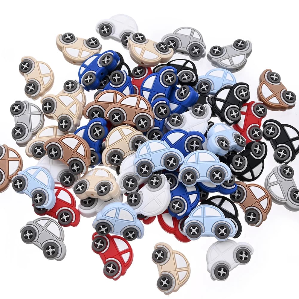 8 pezzi di perline focali in silicone colorate a forma di auto dei cartoni animati per la creazione di gioielli fai da te, collane, braccialetti, portachiavi, penne con perline, accessori decorativi