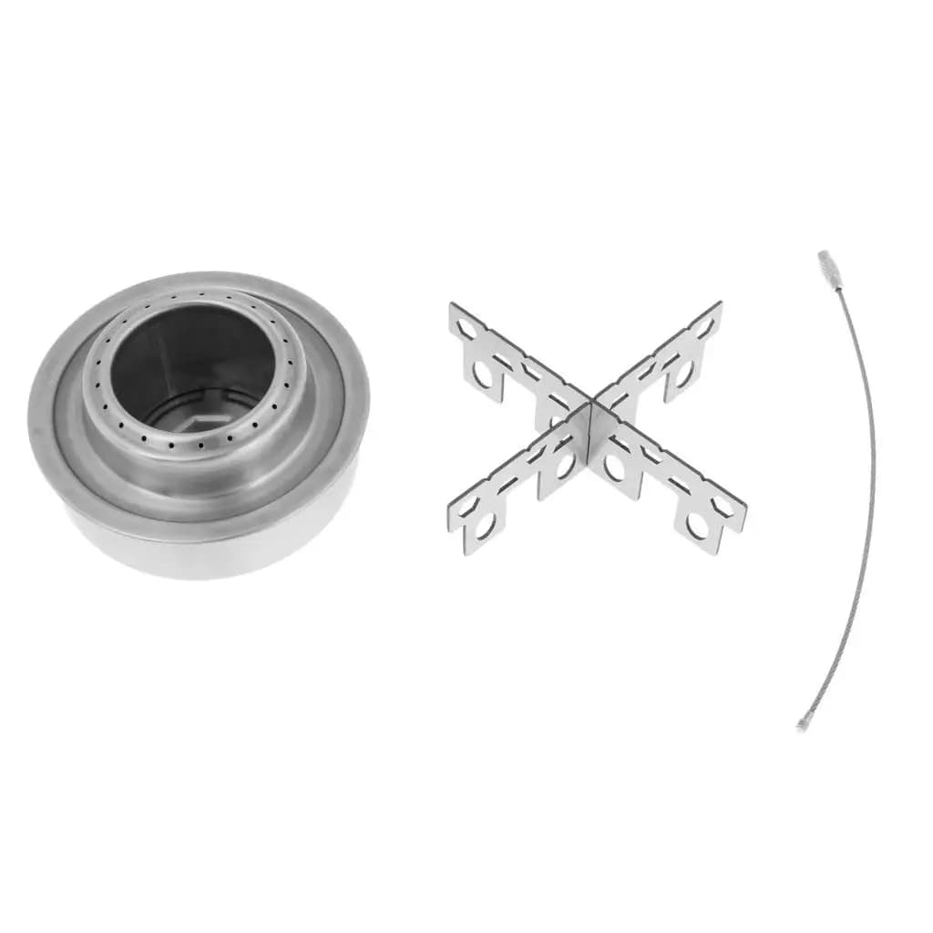 Durable Stainless Steel Camping Alcohol Stove Integrated Round Spirit Burner with Rack for Backpacking Cook