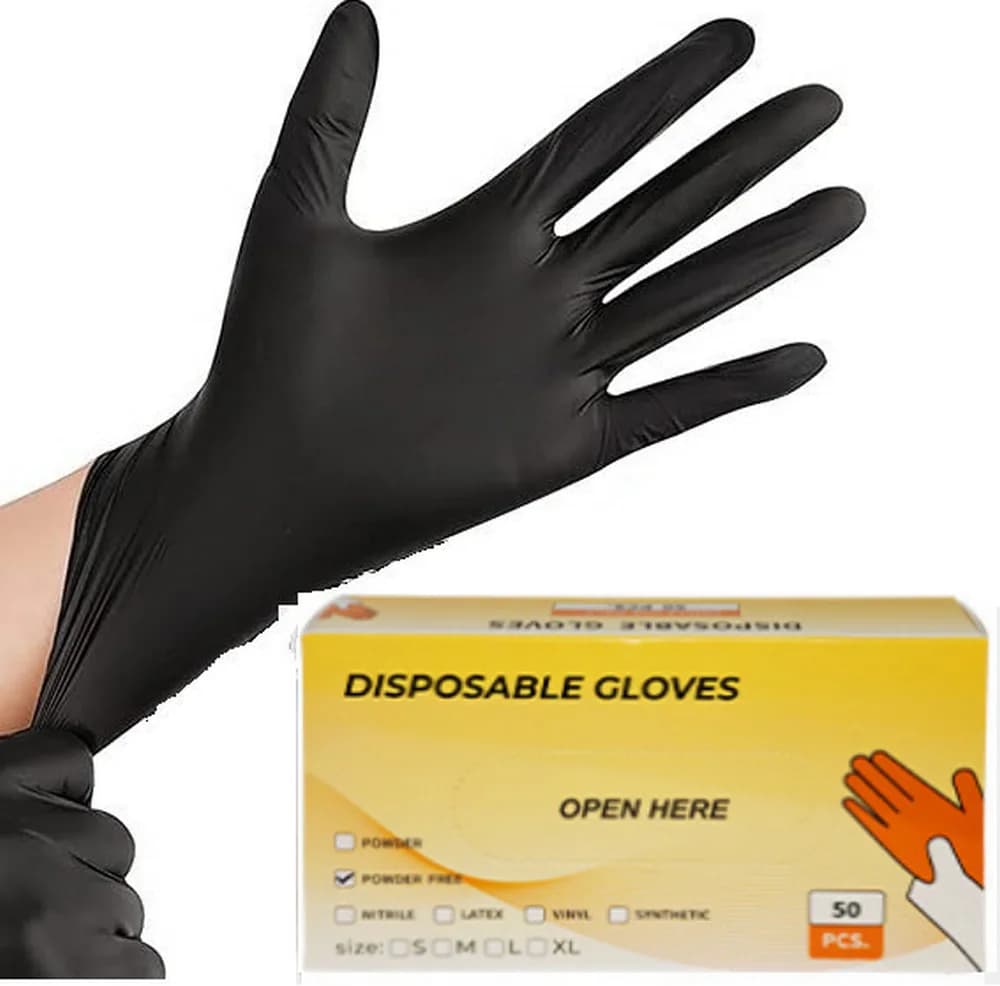 Guanto nero 50 pezzi 100 pezzi Guanti monouso resistenti in nitrile monouso senza lattice, senza polvere per cucinare la casa, sicuro per alimenti