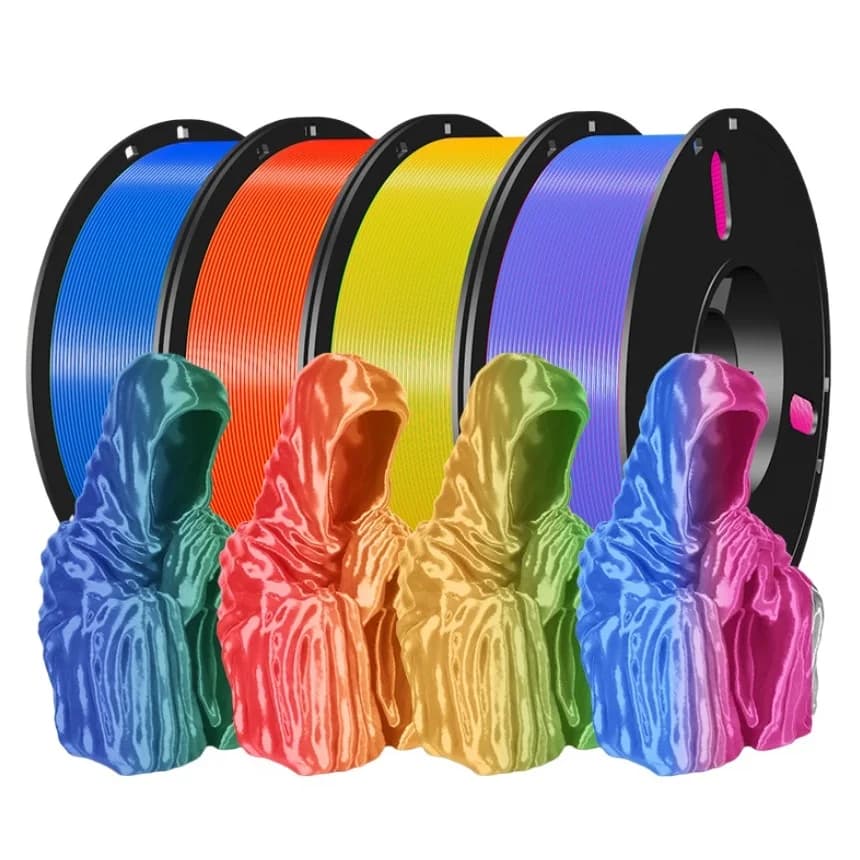 200G Double Color Silk Filament PLA 1.75mm 3D Printer Materials Plastic Two Colors Filament PLA Black Red Green Bundle New