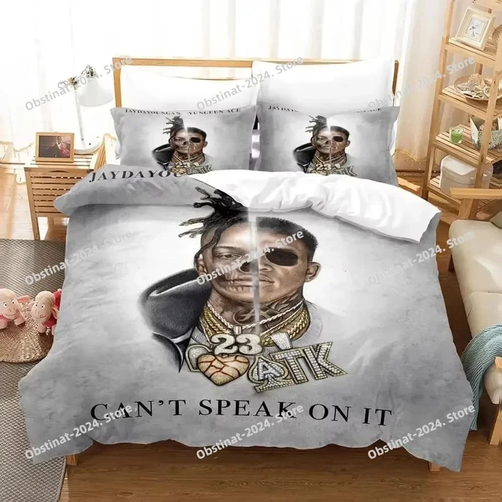 3D Rapper JayDaYoungan Set biancheria da letto Stampato singolo Piumino Trapunta Copripiumino Federa 3 pezzi Set Bambini Taglia adulto