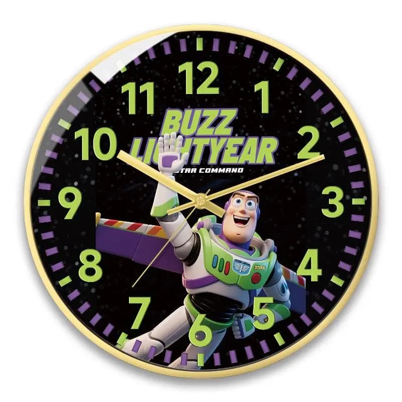 Cute Toy Story Buzz Lightyear Anime Wall Clock, Silent Quartz for Living Room Bedroom, Creative Home Decor Great Birthday Gift