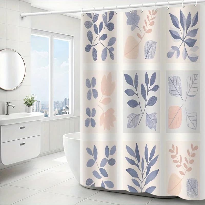 Tenda da doccia con motivo floreale: tessuto in poliestere, lavabile in lavatrice, include ganci, tema artistico per tutte le stagioni, arredamento per il bagno