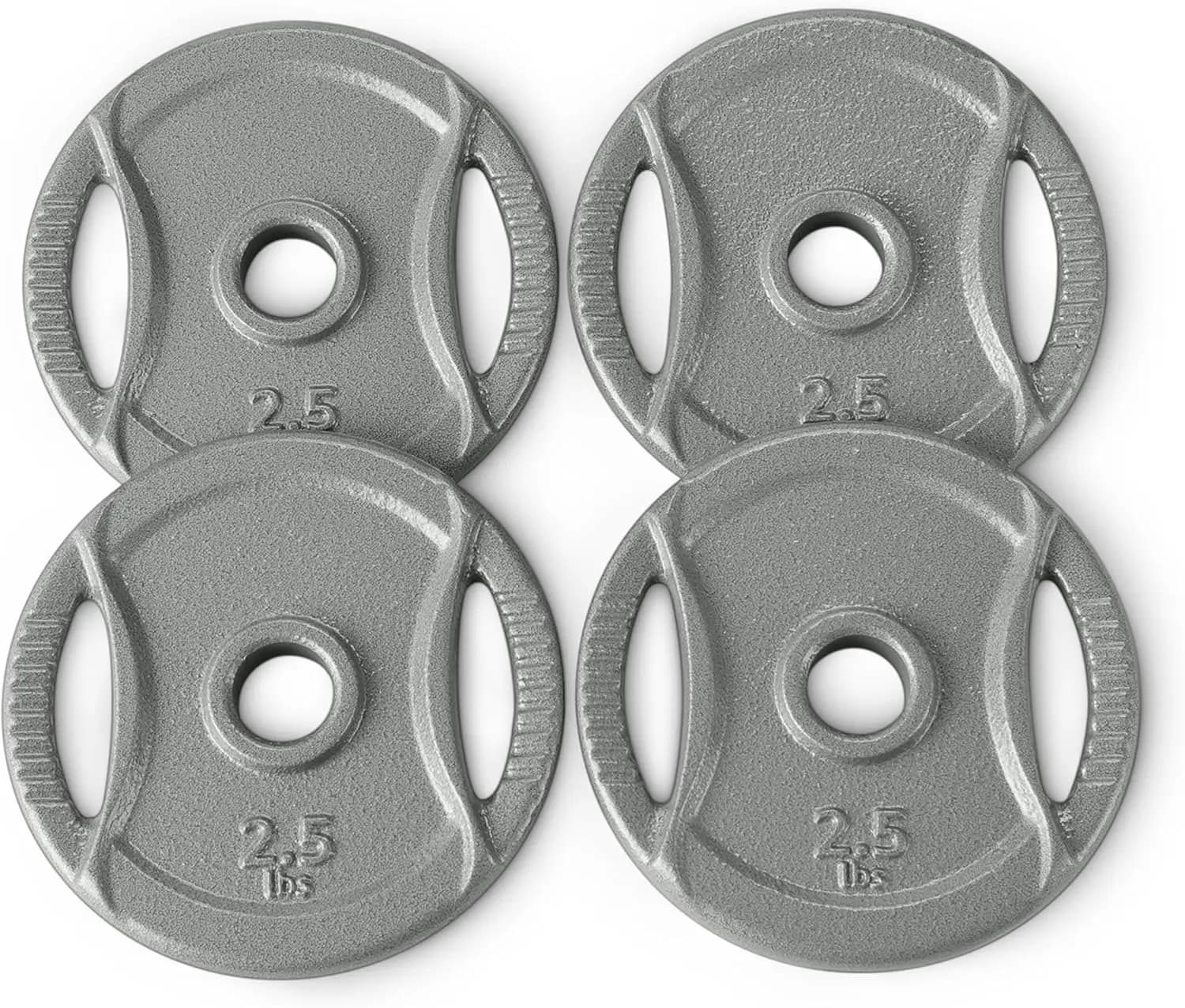 Cast Iron Grip Weight Plates for Strength Training, 2.5 lb Each, 1-Inch Center, Home Gym Use