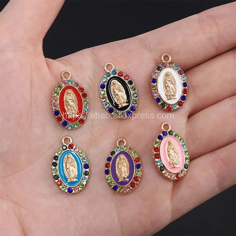 10 pezzi / Forniture per la produzione di Guadalupe placcate in oro religioso Placcato in oro Vergine di Guadalupe Orecchini fatti a mano Accessori in oro