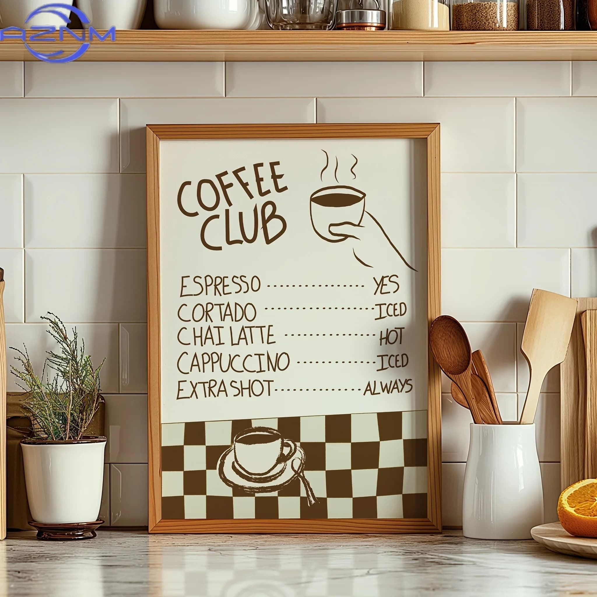Cartoon Animal Text Art Coffee Print Painting Minimalist Wall Art Room Decoration Canvas Poster Prints Coffee Lover Gift Poster