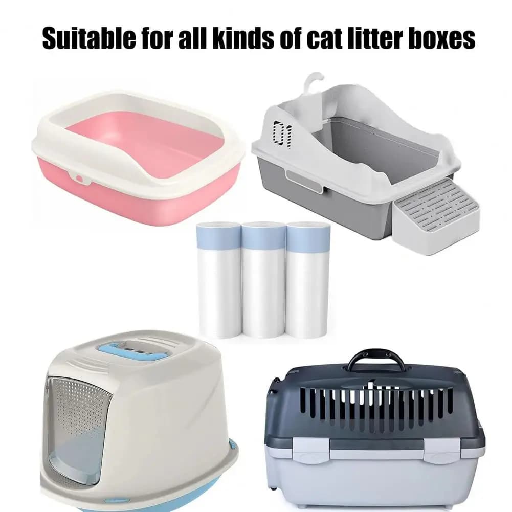 Sacchetti per lettiera per gatti facili da usare Sacchetti per lettiera per gatti impermeabili Fodere per lettiera per gatti con coulisse senza disordine per scatole autopulenti 60 pezzi