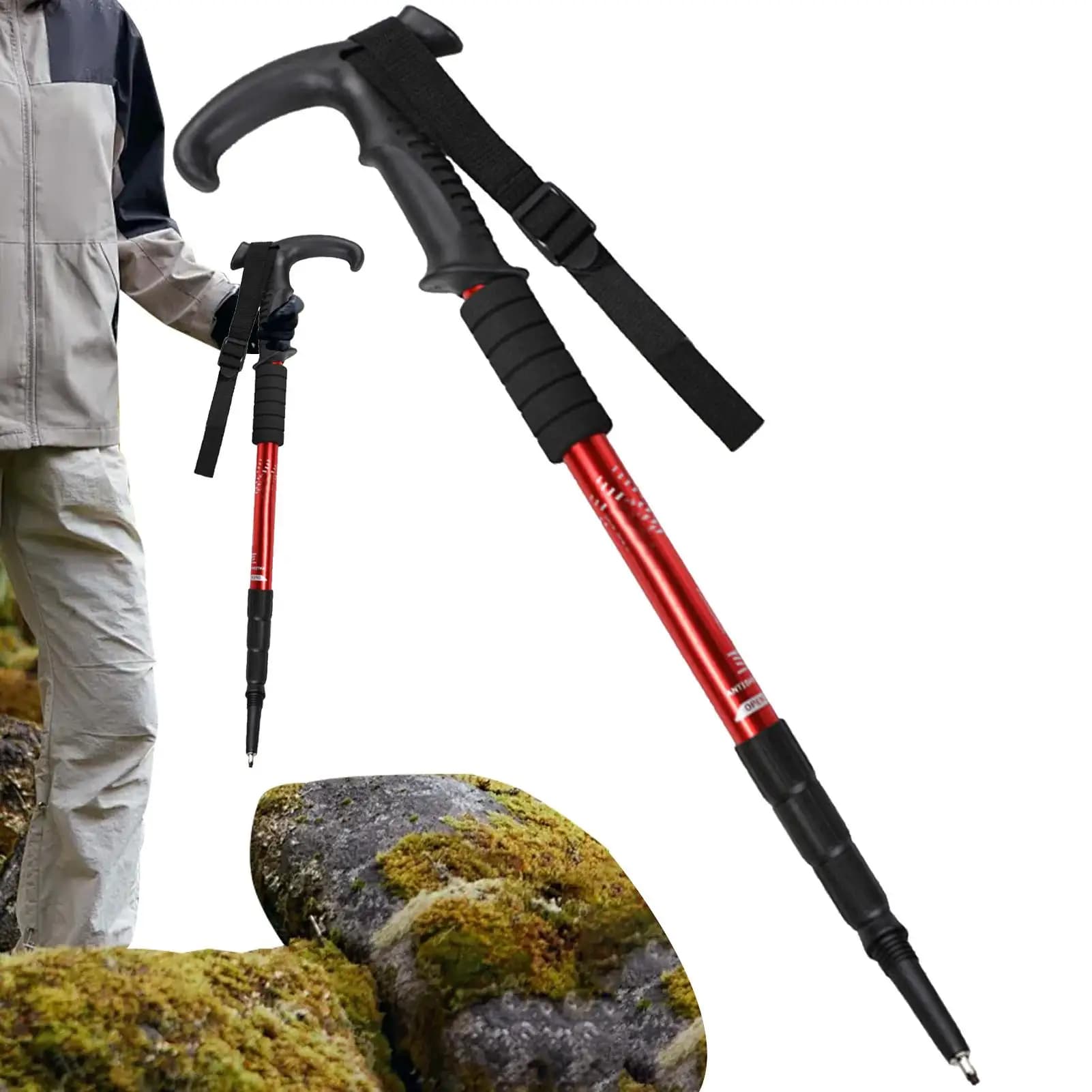 Trekking poles for men Light trekking poles Non-slip handle Adjustable telescopic trampoline for older men Backpack