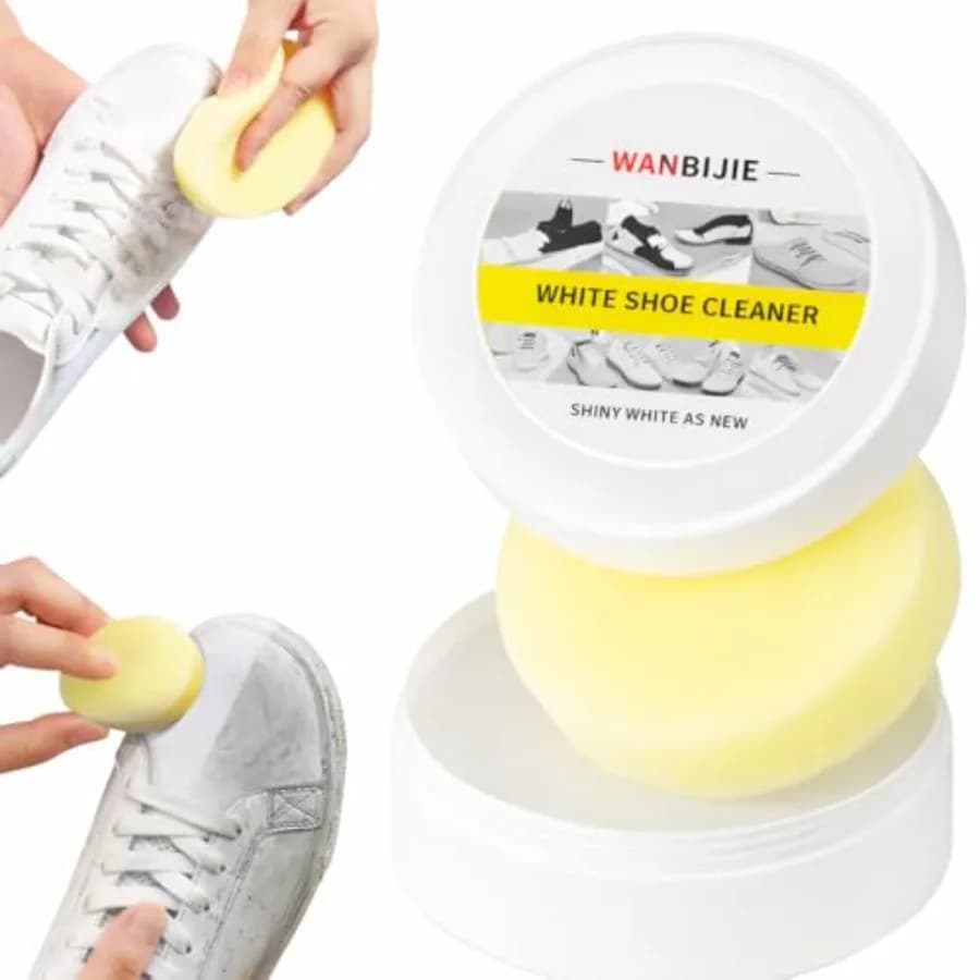 cinwauvo White Shoe Cleaner with Sponge, Multi-Functional Cleaning Paste for Sneakers, 260g