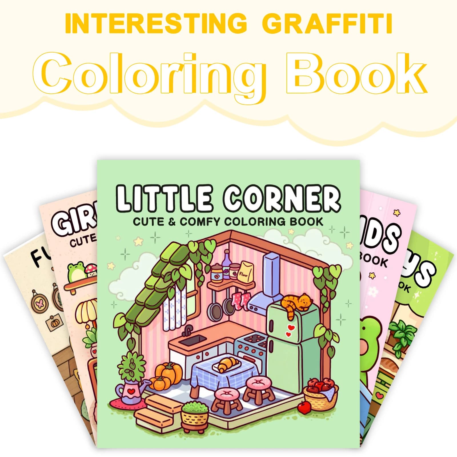 1/2 pezzi Interessante libro da colorare con graffiti per adulti e adolescenti con adorabili creature in comode momenti Hygge per il rilassamento