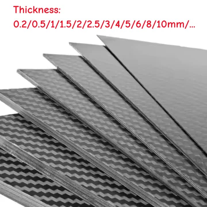 High Strength Pure Carbon Fiber Panel Light Material 500 X 500 mm 0.5/1/1.5/2,5/3/5/6/8/9/10 mm thick