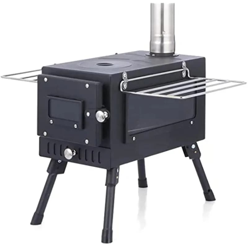 daPopolare daA multifunctional outdoor camping bag, portable, cast iron, wood, with large stainless steel brazier