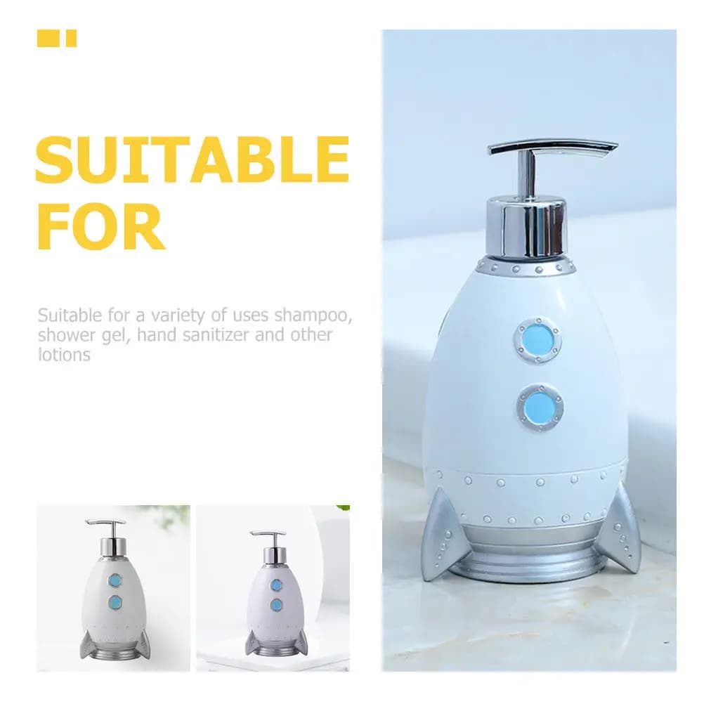 Dispenser a pompa ricaricabile in PVC e ABS a forma di razzo per shampoo, gel doccia, sapone liquido e lozioni - Contenitore portatile per bagno