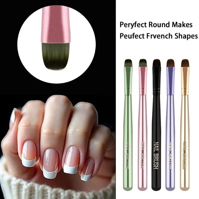 Nail French Half Round Pen Nail Art Painting Brush Metal Handle Gel Drawing Brush For Gel Tip Extension Acrylic Builder Accesso