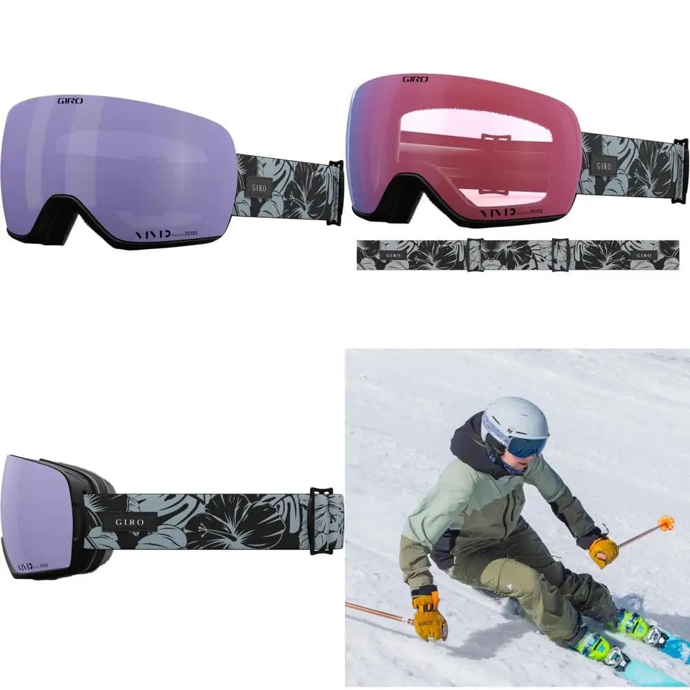 Occhiali da sci e snowboard con lenti a cambio rapido - Design unisex - 2 lenti vivaci - Antiappannamento - Compatibilità sopra gli occhiali