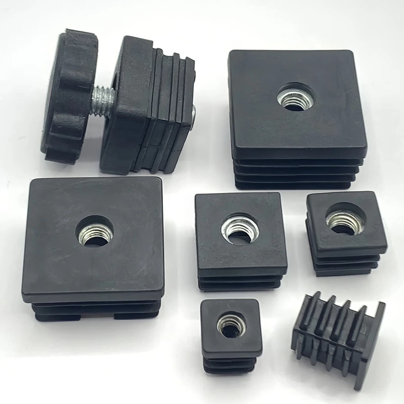 5/10 pz M5/M6/M8 tappi e dadi per tubi quadrati 15mm-50mm nero/bianco mobili in plastica gamba tubo sbollentare inserti terminali copripiedi da tavolo