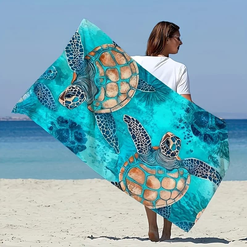 Sea Turtle Beach Towel Microfiber Ocean Turtles Bath Towel Turquoise Swimming Blanket Quick Dry Large Travel Shawl Wrap