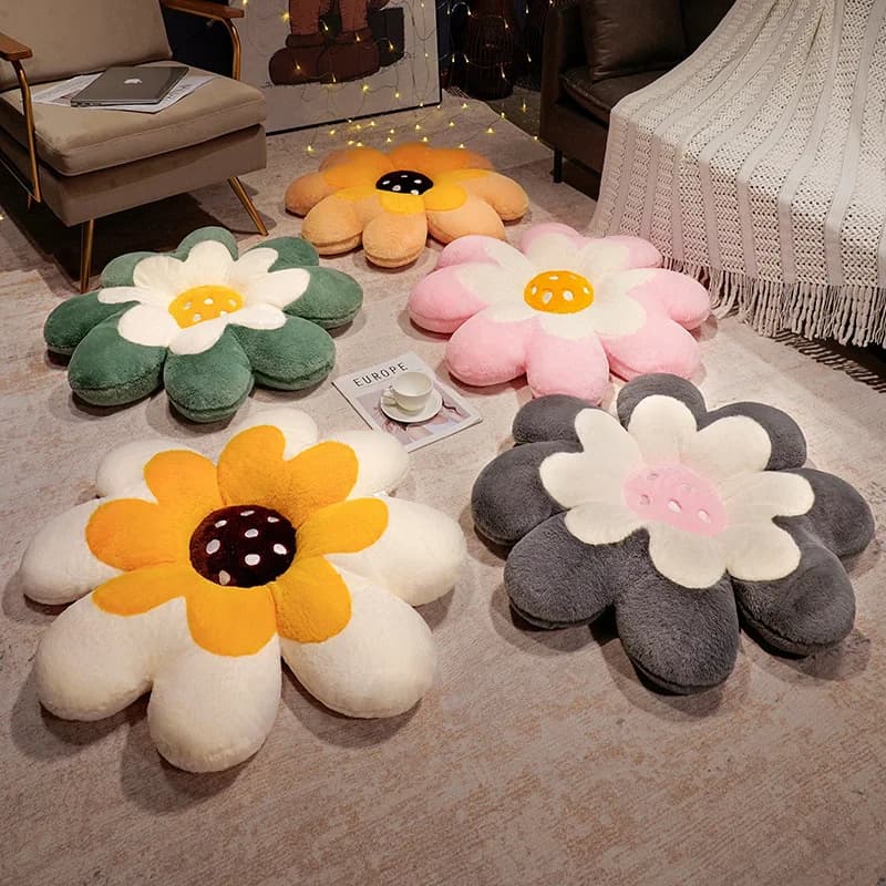 New Super Big Plush Sun Flowers Pillow Soft Toy Stuffed Toy Plush Mats Meditation Cushion Floor for Kids Baby Birthday Gift Toys