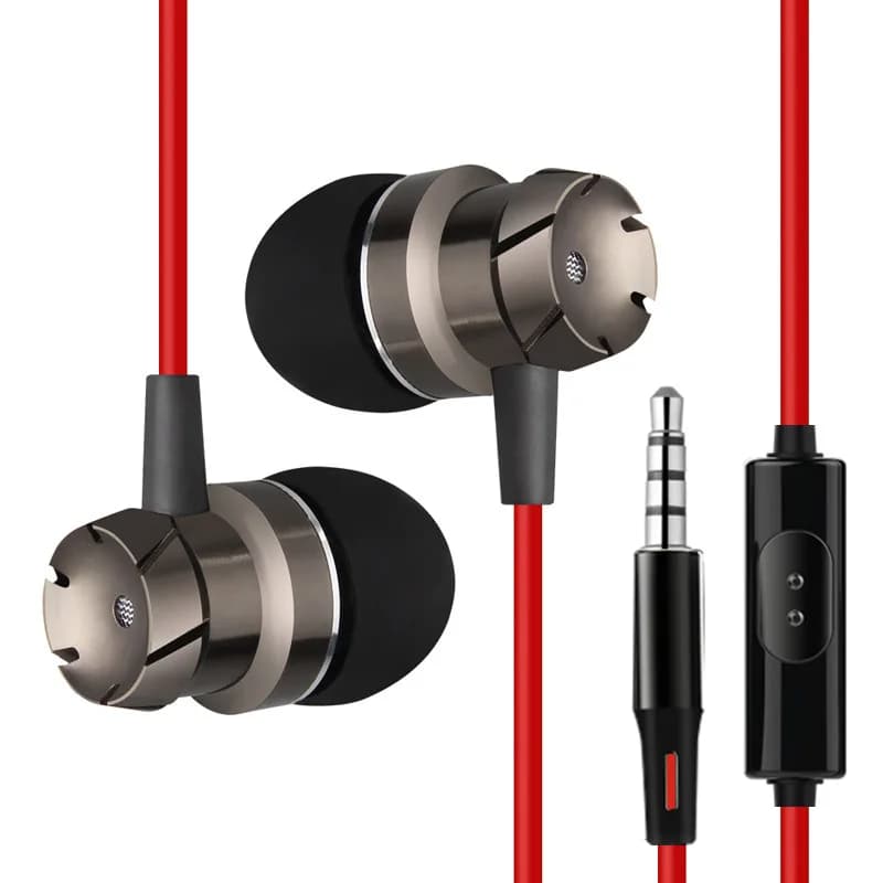 Auricolari Super Bass cablati in metallo microfono incorporato da 3.5mm riduzione del rumore a mano libera cuffie universali da gioco auricolari sportivi