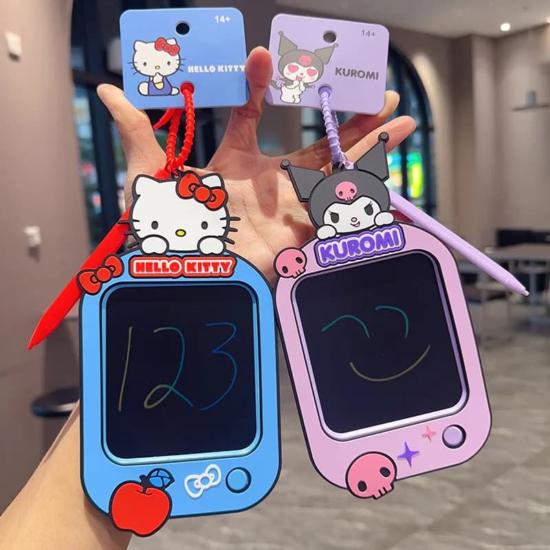 Kawaiihellokitty Kuromi Sanrio Official Mini Writing Tablet Keychain, Medium Size Doodle Board Cute Decorative Bag Pendant