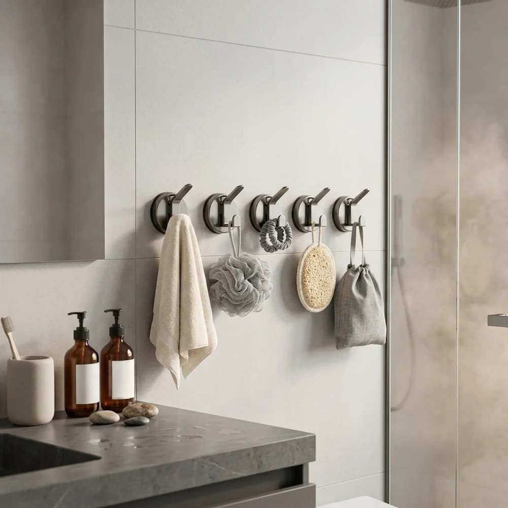 Suction Cup Hooks - Wall-Mounted,Easy To Install,Reusable,No Drilling Required,Strong Bearing,for Bathroom Storage