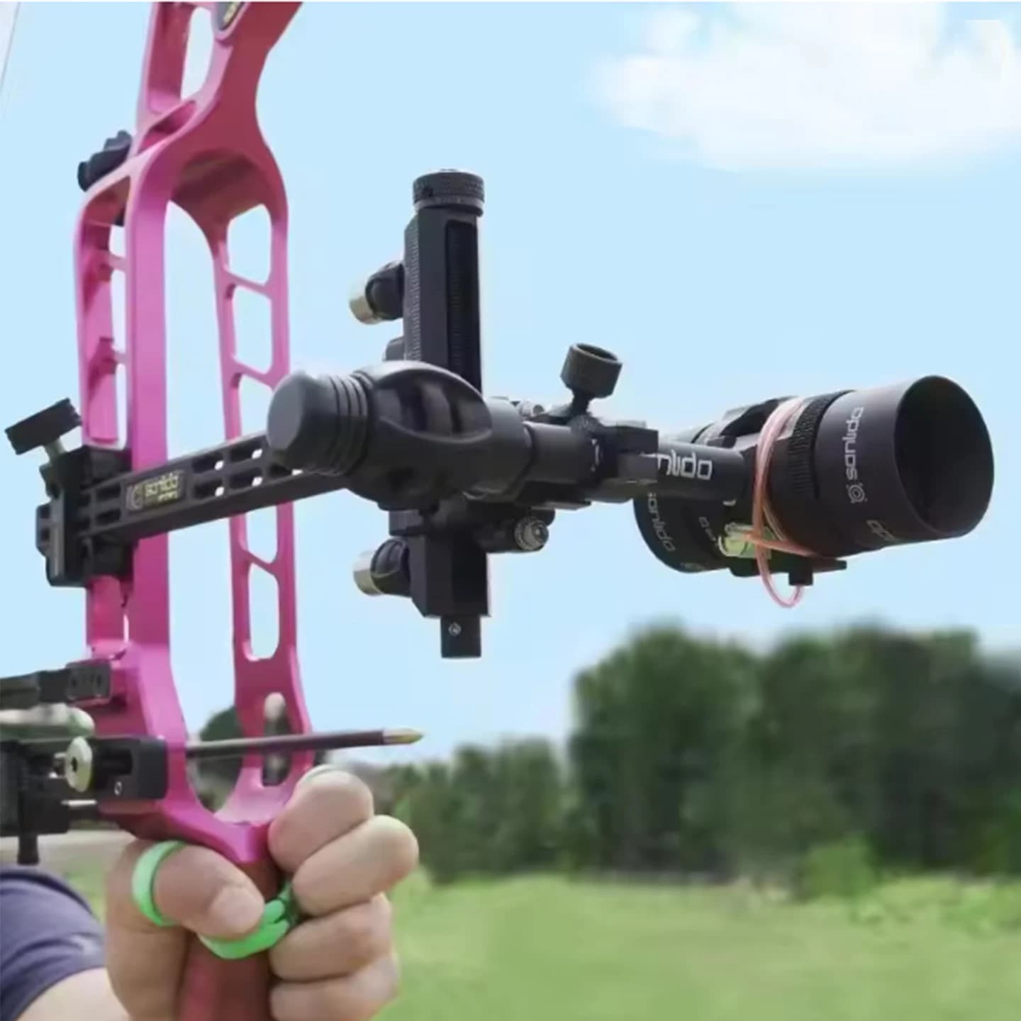 Sanlida x10 compound bow sight Scope 6X 8X Lens 29mm Archery Recurve bow Competition Target Sports Accessories