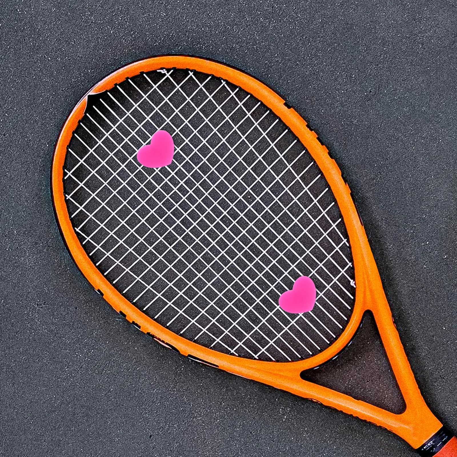 6Pcs Tennis Racquet Dampener Silicone Vibration Dampener Heart Design Stability Boost Easy Fit All Racket Sizes