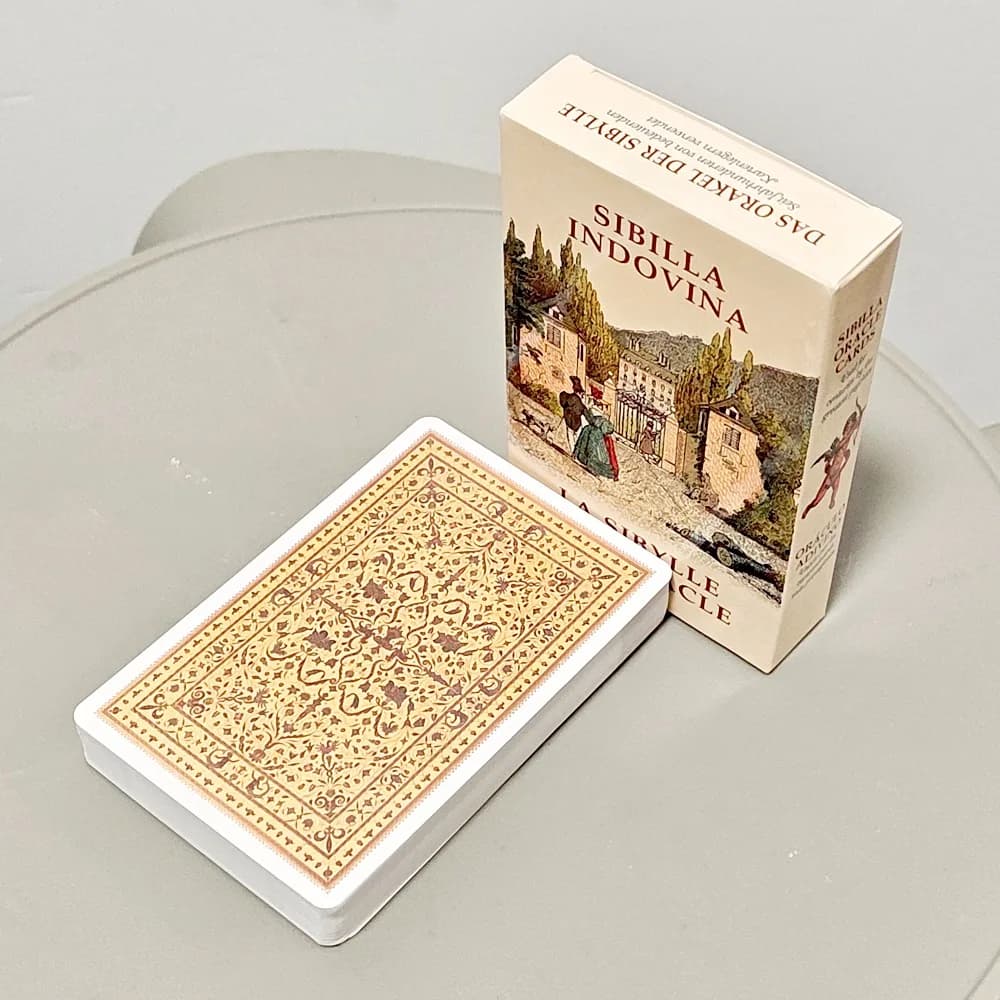 Carte Oracolo Sibilla Indovina, Mazzo di Divinazione Vintage da 52 Carte - Stile Vittoriano Multilingue 10,5*6cm