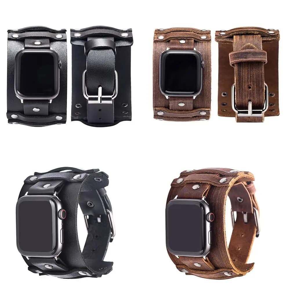 Cinturino in pelle punk per Apple Watch 7 6 5 4 3 SE iWatch 38 40 41 45 42 44mm Accessori Smartwatch