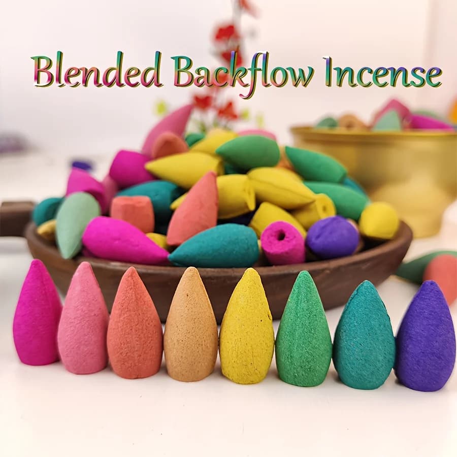 Set of 121 Reverse Flow Incense, Mix of Various Types of Fragrances with Smoke Effect, Offers Olfactory and Visive Aesthetic Pleasure (Sandalwood + Lavender + Sunset + Green Tea, etc.) Suitable for fragrances for the house, meditation and relaxation, creating atmosphere in tea rooms, etc. Incense Conical Perfumation for the house, Meditation and Zen, Gift